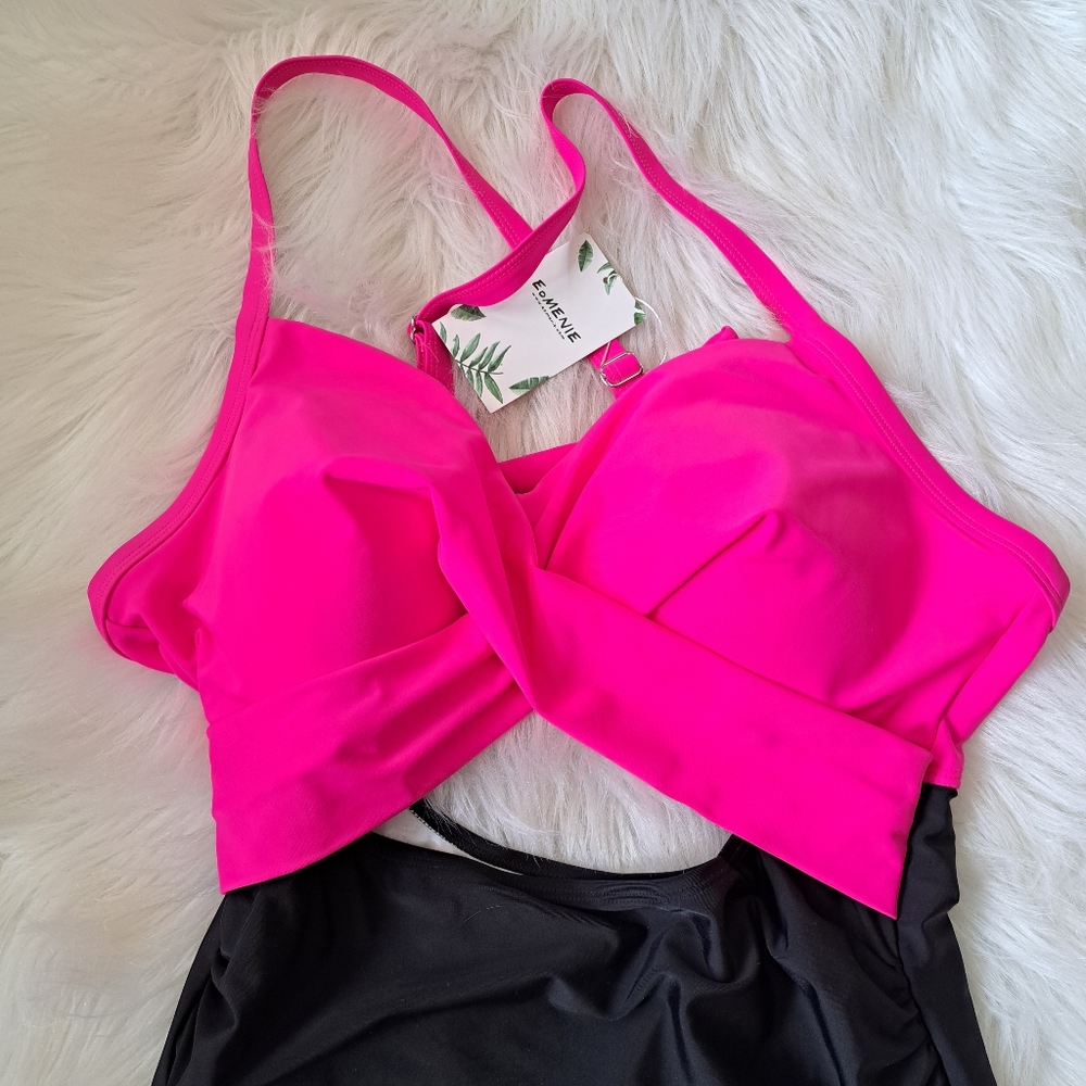 LOWEST. Eomenie Hot Pink and Black Swimsuit - Picture 2 of 13